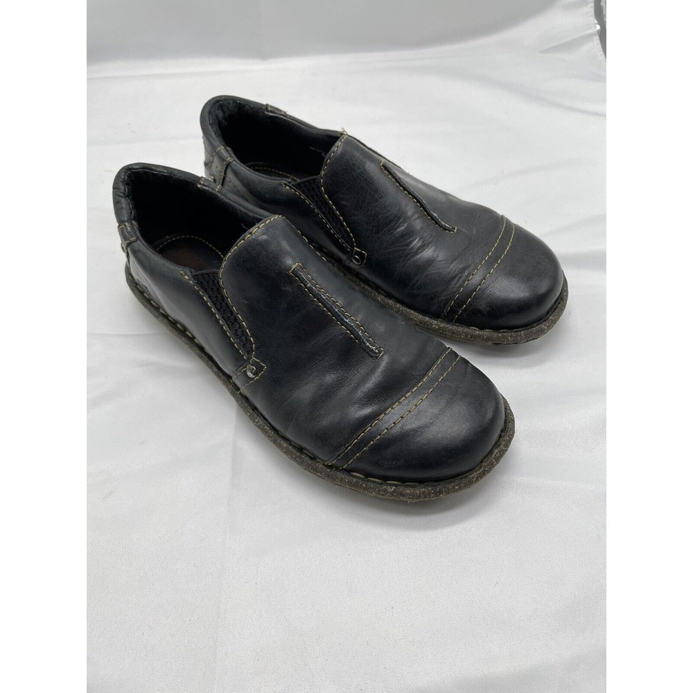 Born Leather Sz 6.5 Blk Slip on Loafer Cushioned MLA3